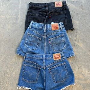 Levi's Black and Blue Jean Shorts Classic Style 501 button fly daisy dukes
